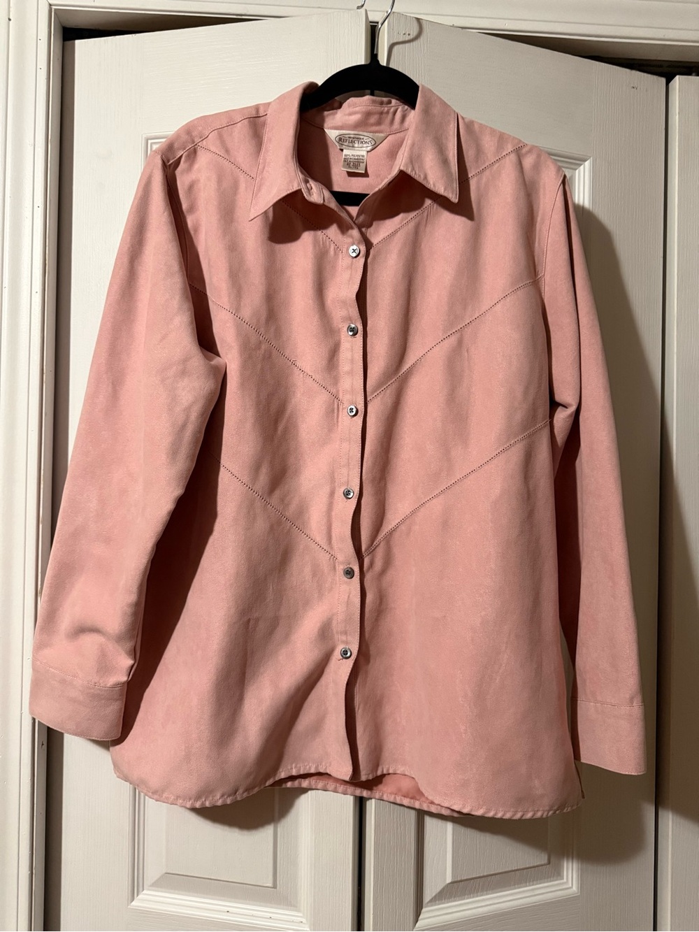 Northern Reflections in Faux Suede Pink Button-Up Shirt XL